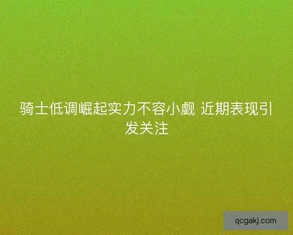 骑士低调崛起实力不容小觑 近期表现引发关注